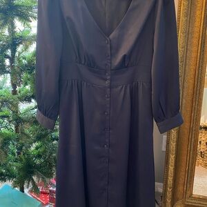 J. Crew Blue Bishop Sleeve V-Neck Dress